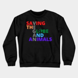 Vegan Rainbow Saving The Globe And Animals Crewneck Sweatshirt